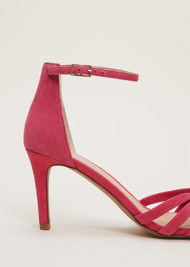 Pink Phase Eight Pink Suede Open Toe Heels | 7938SAUGN