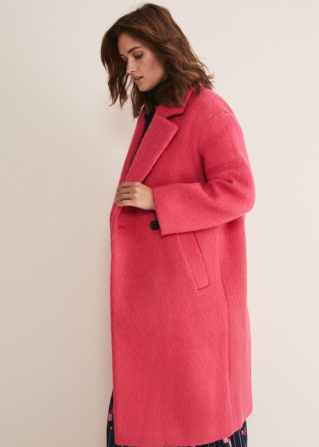 Pink Phase Eight Quinn Textured Cocoon Coats | 5621XLYFD