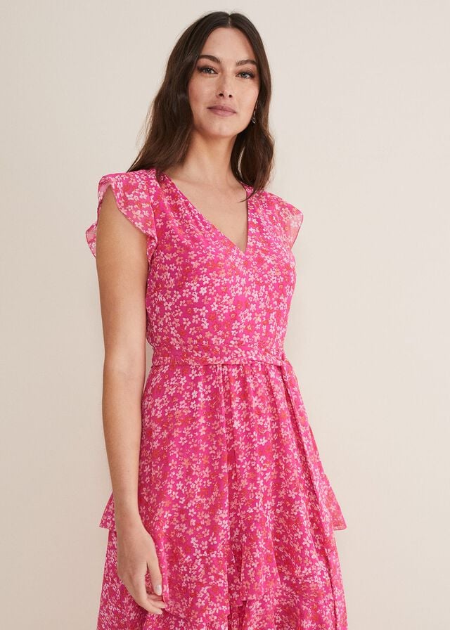 Pink / Multicolor Phase Eight Breesha Floral Midaxi Dress | 0496TWRFG