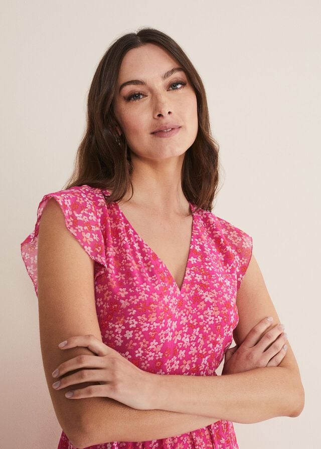 Pink / Multicolor Phase Eight Breesha Floral Midaxi Dress | 0496TWRFG