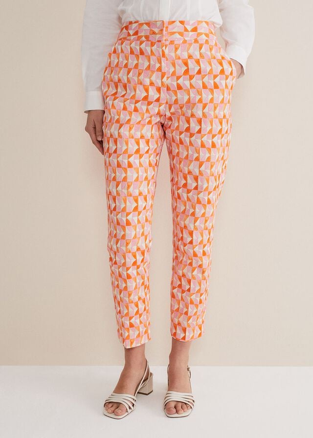 Pink / Orange Phase Eight Elysia Geo Cigarettes Trousers | 2310YIRXK