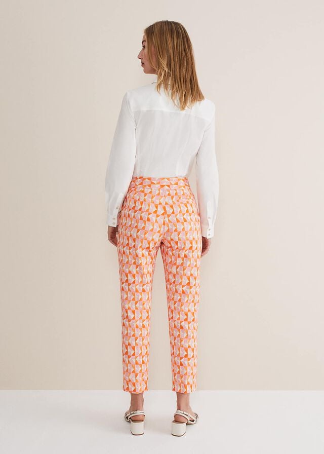 Pink / Orange Phase Eight Elysia Geo Cigarettes Trousers | 2310YIRXK