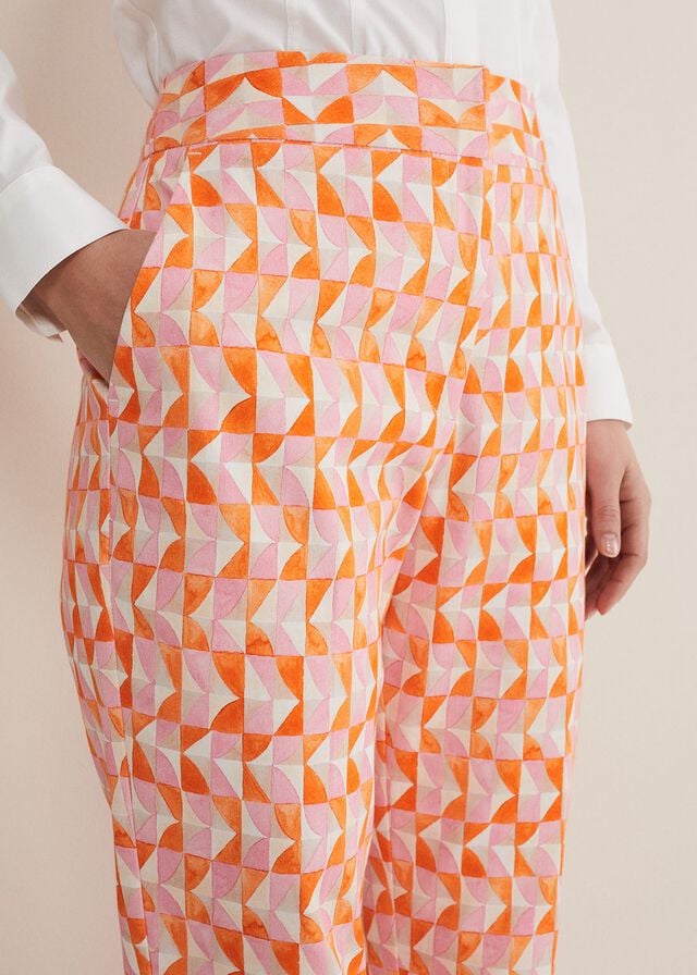 Pink / Orange Phase Eight Elysia Geo Cigarettes Trousers | 2310YIRXK