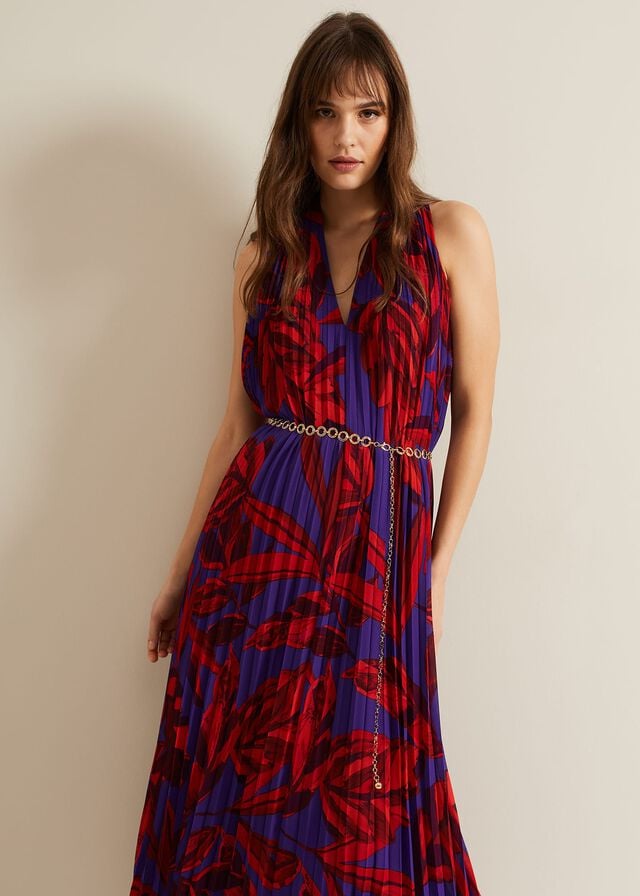 Purple Phase Eight Adelaide Pleated Midaxi Dress | 2839MNQZS