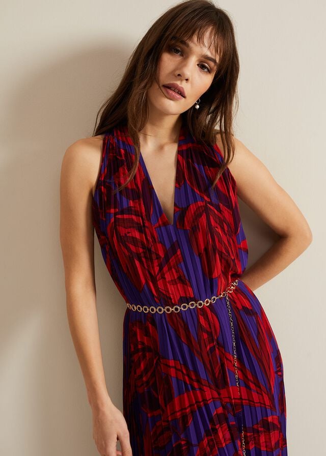Purple Phase Eight Adelaide Pleated Midaxi Dress | 2839MNQZS