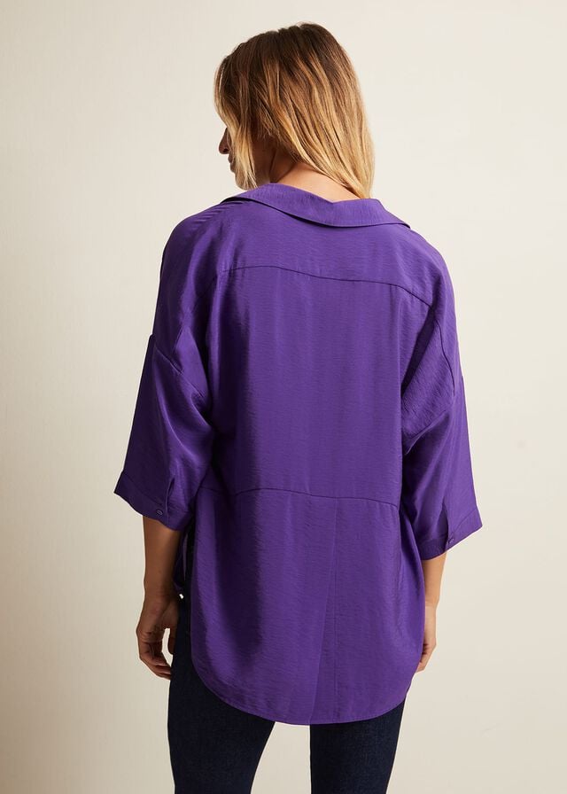 Purple Phase Eight Cynthia Longline Shirts | 9257LTBDH