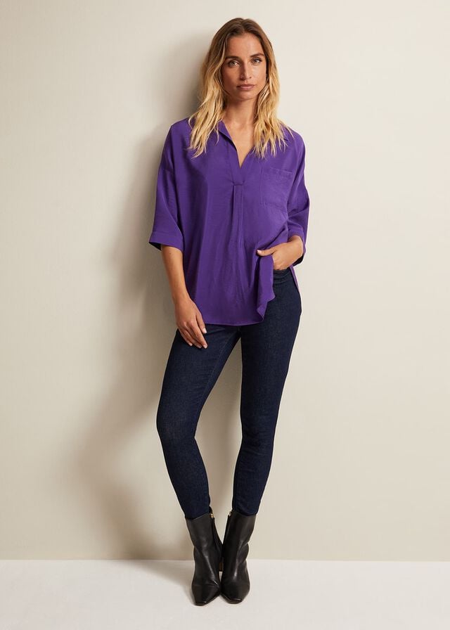 Purple Phase Eight Cynthia Longline Shirts | 9257LTBDH