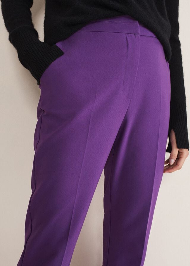 Purple Phase Eight Julianna Cropped Straight Legs Trousers | 6085UDJWF