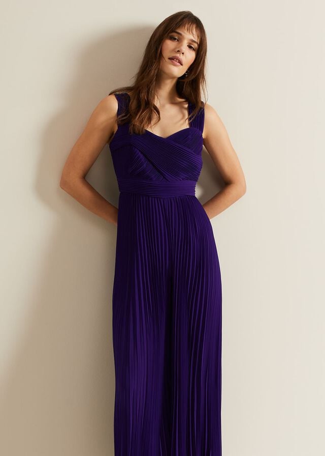 Purple Phase Eight Lucia Pleated Bodice Jumpsuit | 9721DMPRK