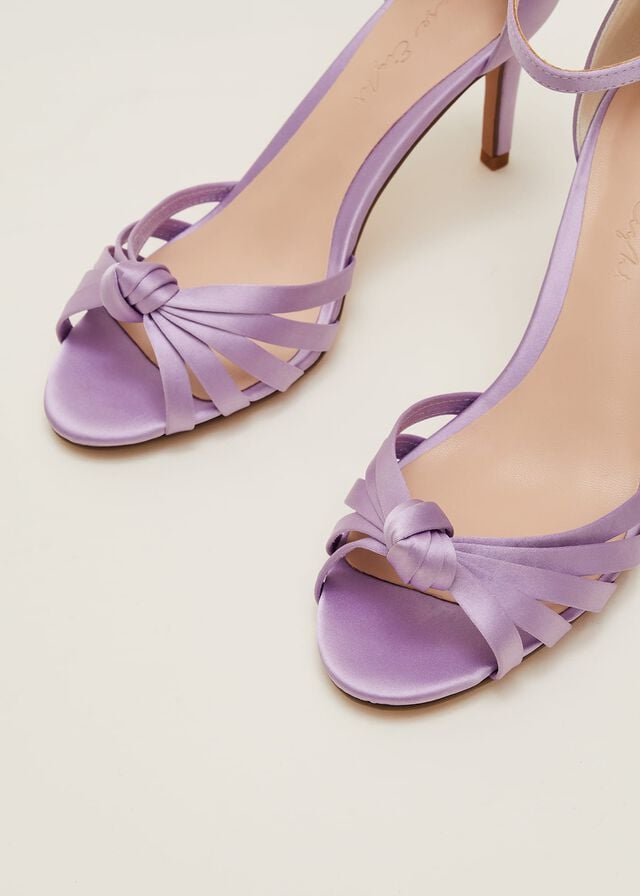 Purple Phase Eight Purple Satin Open Toe Heels | 2319IPXHD
