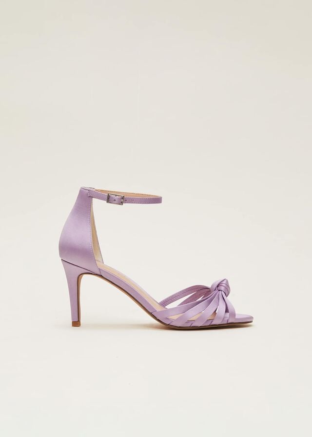 Purple Phase Eight Purple Satin Open Toe Heels | 2319IPXHD