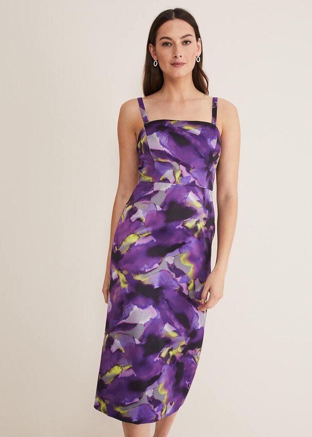 Purple / Multicolor Phase Eight Adelita Abstract Print Dress | 3209LVPNM