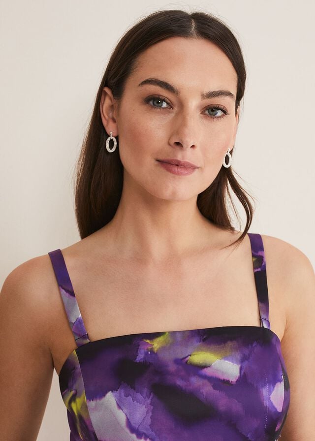 Purple / Multicolor Phase Eight Adelita Abstract Print Dress | 3209LVPNM