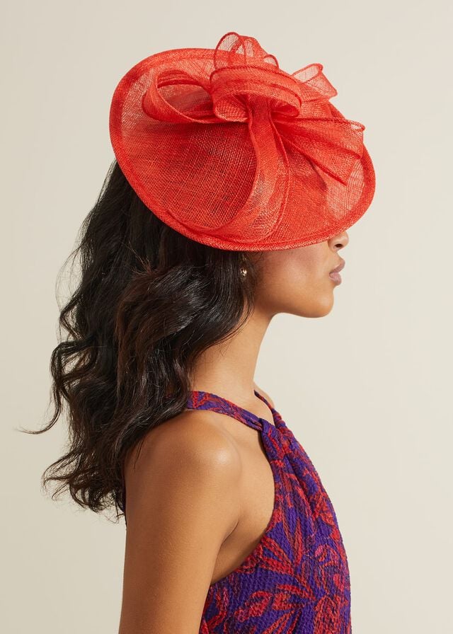 Red Phase Eight Bow Detail Oval Fascinator Hats | 5461QHTCX