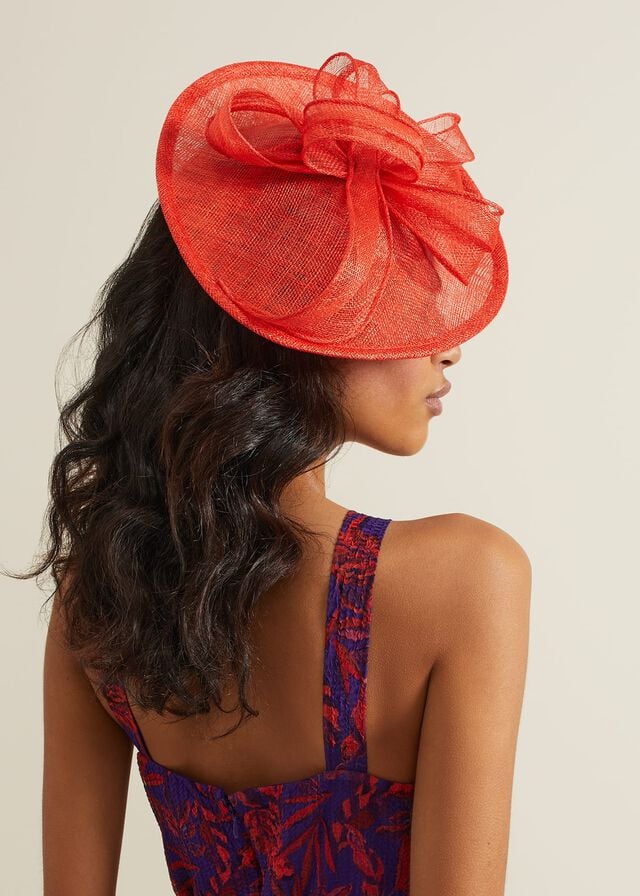 Red Phase Eight Bow Detail Oval Fascinator Hats | 5461QHTCX