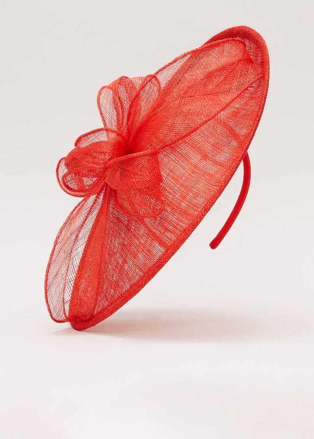 Red Phase Eight Bow Detail Oval Fascinator Hats | 5461QHTCX