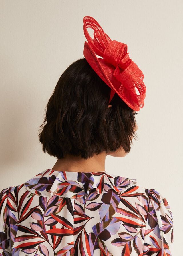 Red Phase Eight Bow Disc Fascinator Hats | 9564SPTFL