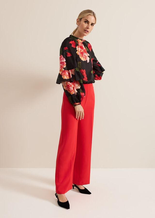 Red Phase Eight Celina Rose Print T Shirts | 6138DIBWJ