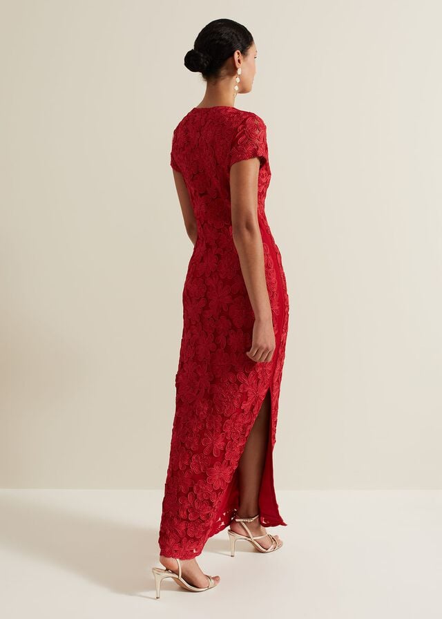 Red Phase Eight Janice Red Tapework Dress | 8370BKODP