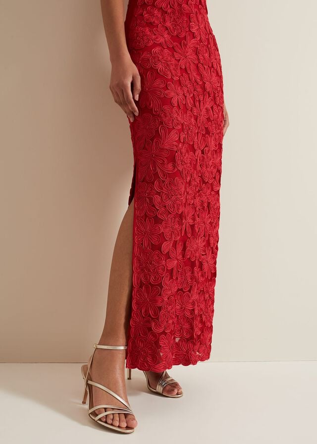 Red Phase Eight Janice Red Tapework Dress | 8370BKODP