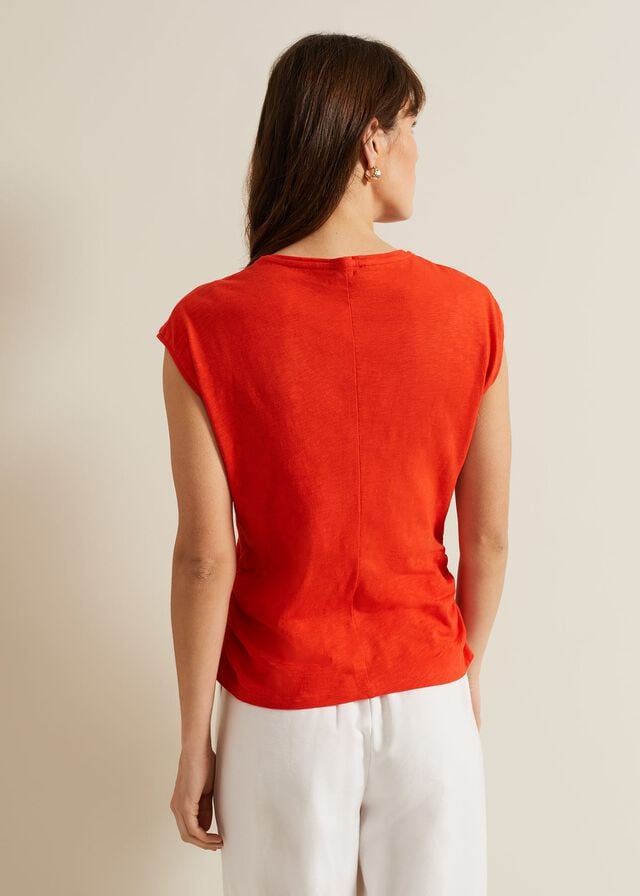 Red Phase Eight Jenny V Neck Ruched T Shirts | 3192JWBXT