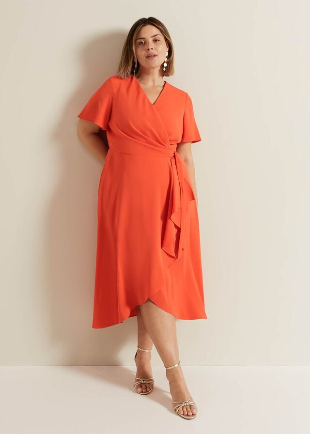 Red Phase Eight Julissa Ruffle Wrap Dress | 2601HRDLK