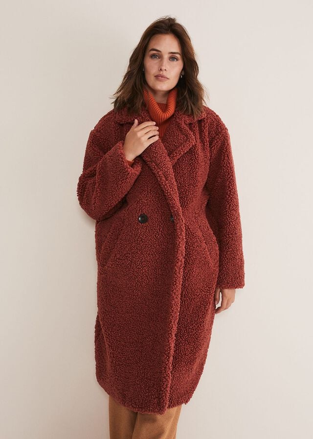 Red Phase Eight Libbie Longline Teddy Coats | 0954RSKYU