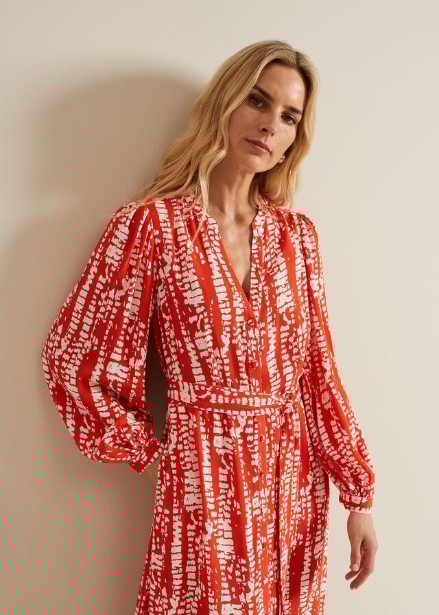 Red Phase Eight Louisa Abstract Dress | 0843RFZGX