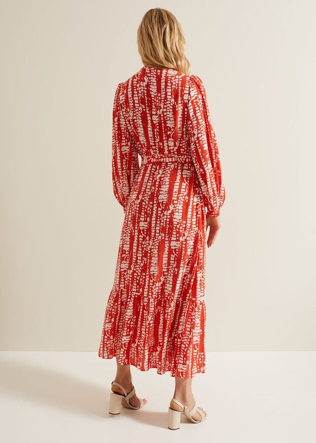 Red Phase Eight Louisa Abstract Dress | 0843RFZGX