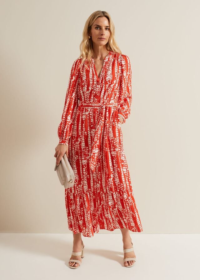 Red Phase Eight Louisa Abstract Dress | 0843RFZGX