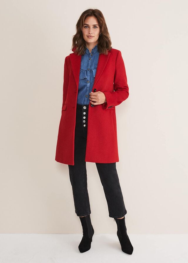 Red Phase Eight Lydia Red Wool Smart Coats | 1870PNRHE