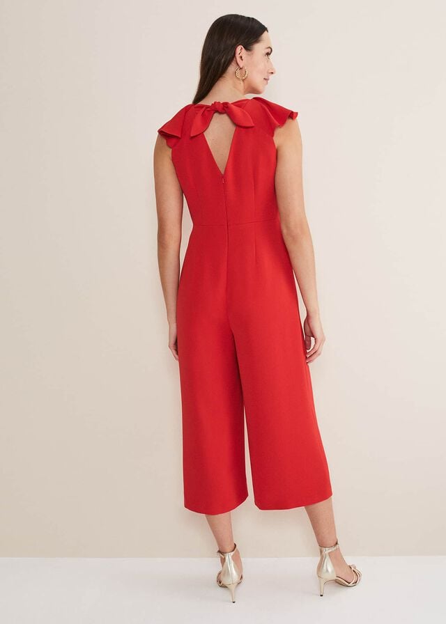 Red Phase Eight Nicky Ruffle Jumpsuit | 7260XQVCB