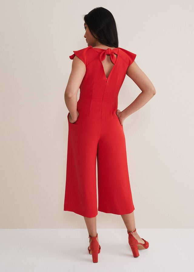 Red Phase Eight Petite Nicky Ruffle Jumpsuit | 7486YPGXK