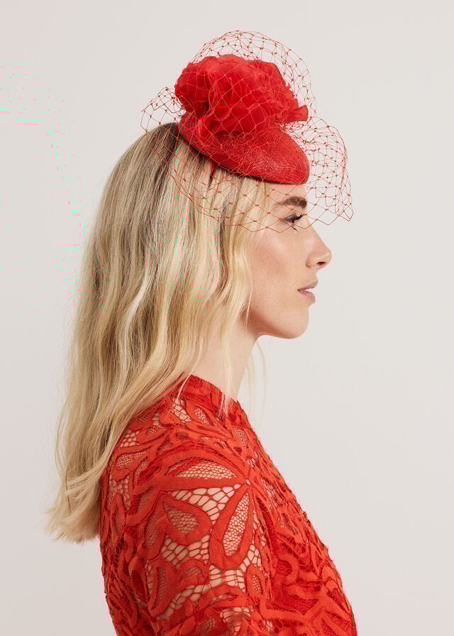 Red Phase Eight Red Flower Pillbox Hats | 8462ZBHTP