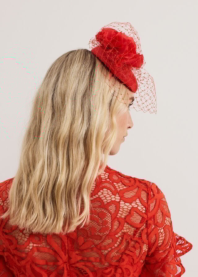 Red Phase Eight Red Flower Pillbox Hats | 8462ZBHTP