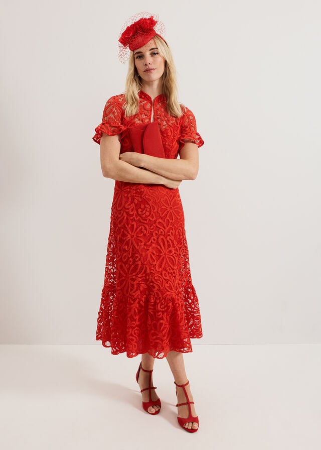 Red Phase Eight Red Flower Pillbox Hats | 8462ZBHTP
