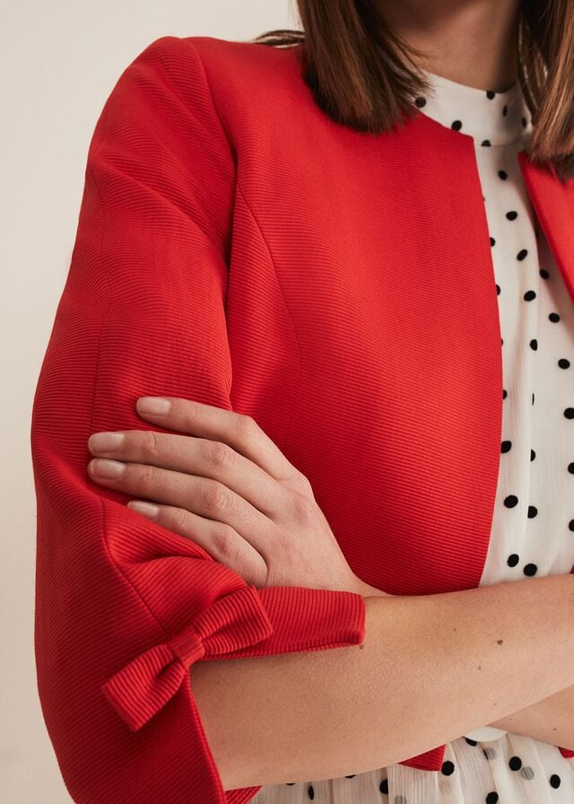 Red Phase Eight Zoele Bow Detail Jackets | 6387JVOFX