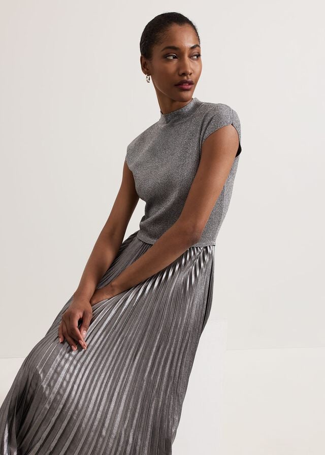 Silver Phase Eight Jayla Metallic Dress | 4357NILEG