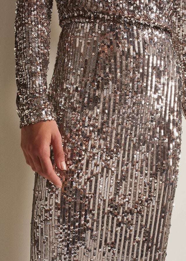 Silver Phase Eight Milani Sequin Pencil Skirts | 7023FBNOX