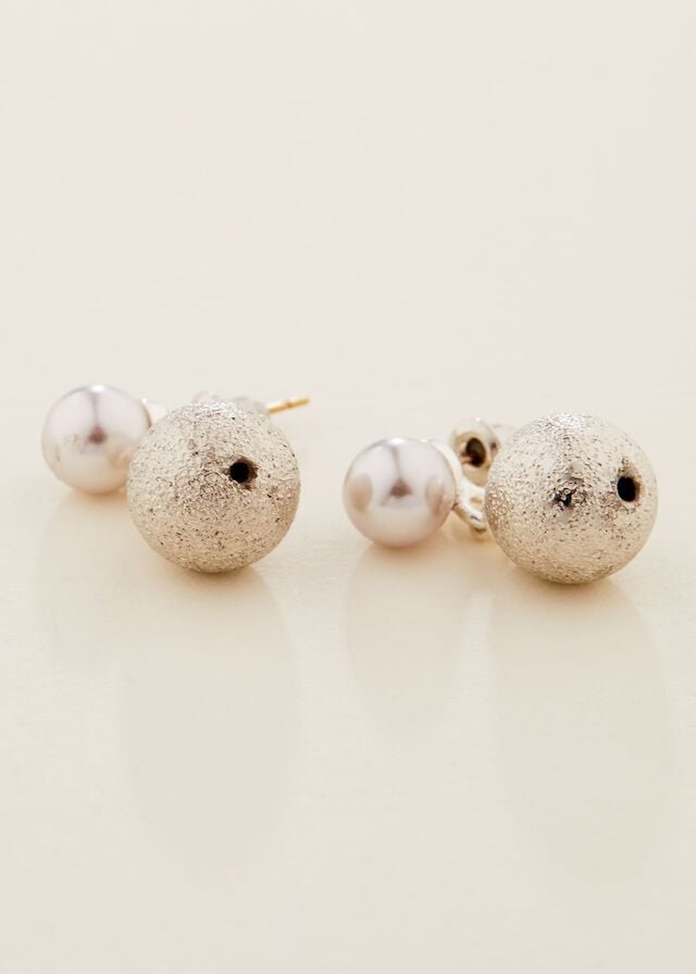Silver Phase Eight Pearl And Bead Drop Jewellery | 2570XWAYI