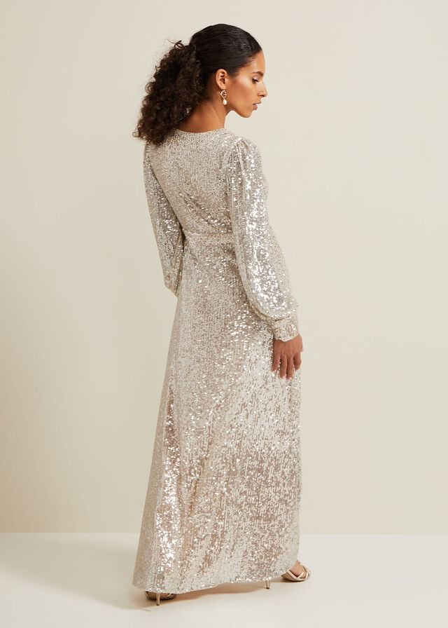 Silver Phase Eight Petite Amily Sequin Dress | 9851APTRH