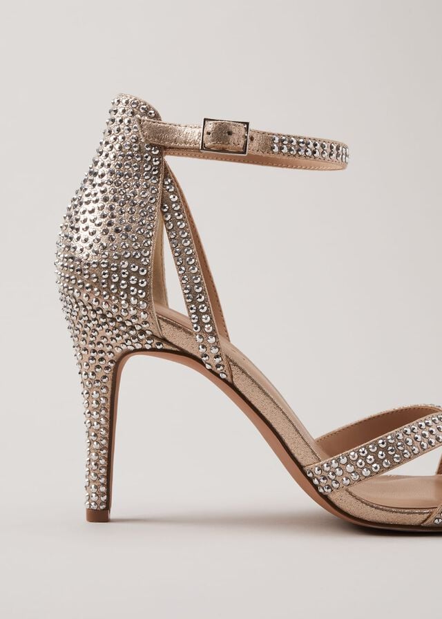 Silver Phase Eight Silver Sparkly Open Toe Heels | 5029XEPCB