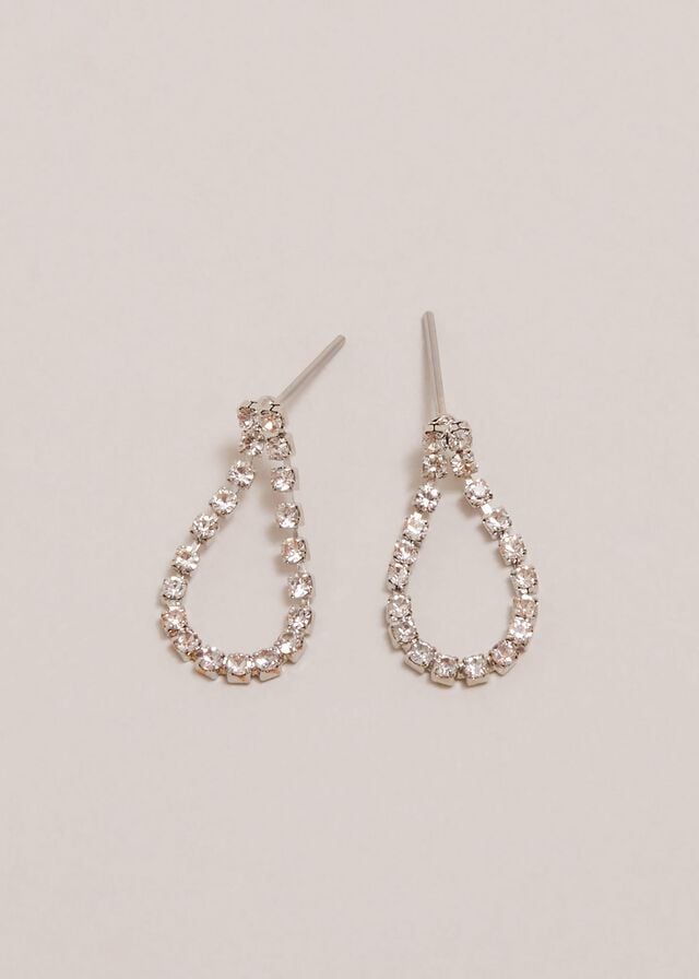 Silver Phase Eight Sparkle Stone Teardrop Jewellery | 3685AYNRW