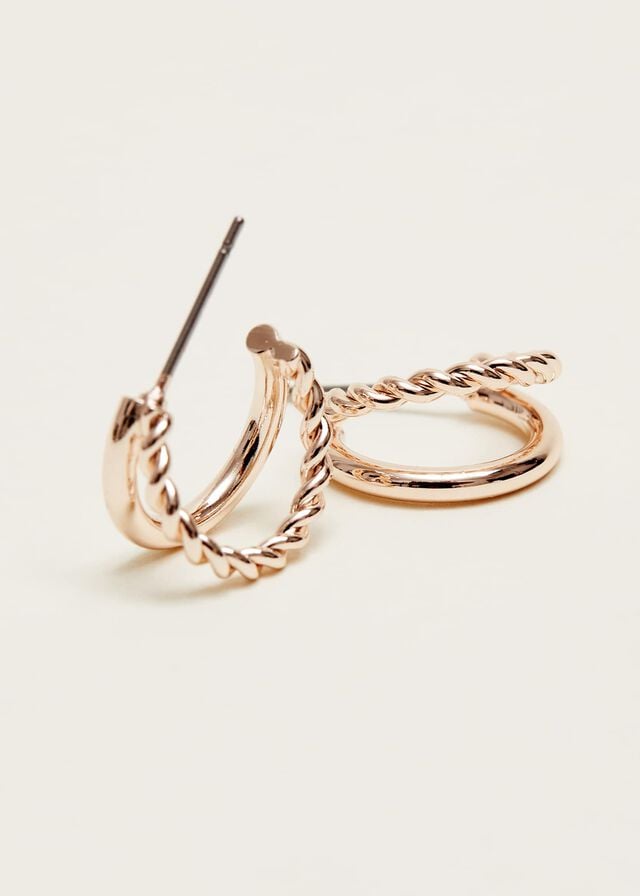 Silver Phase Eight Twist Huggie Hoop Jewellery | 4072STGZB