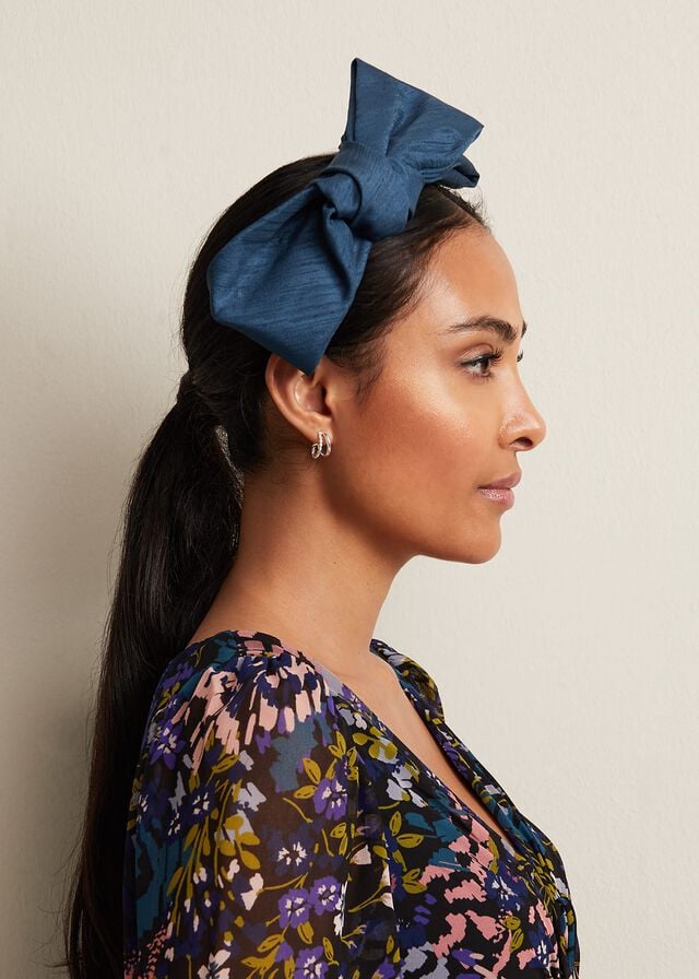 Turquoise Phase Eight Blue Silk Bow Hats | 7519PZGKD