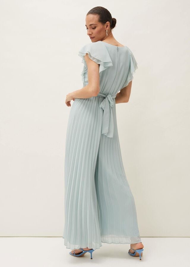 Turquoise Phase Eight Hallie Pleated Wide Leg Jumpsuit | 2386NVZFY