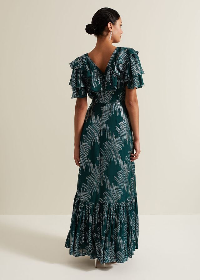 Turquoise Phase Eight Marzia Teal Fil Coupe Dress | 9145JDRXB