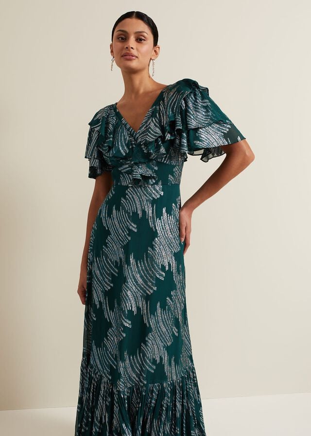 Turquoise Phase Eight Marzia Teal Fil Coupe Dress | 9145JDRXB