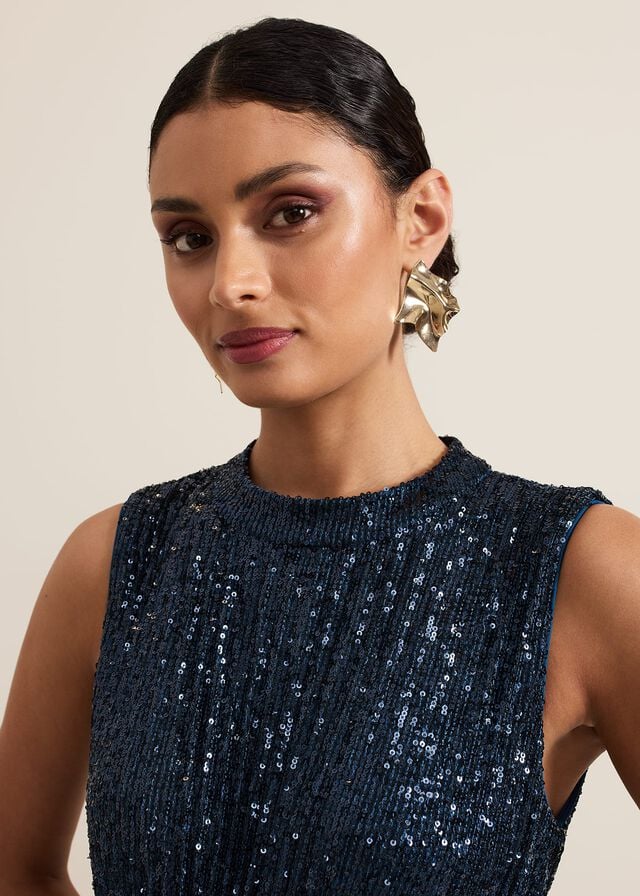 Turquoise Phase Eight Simara Teal Sequin Dress | 5860GZSVE