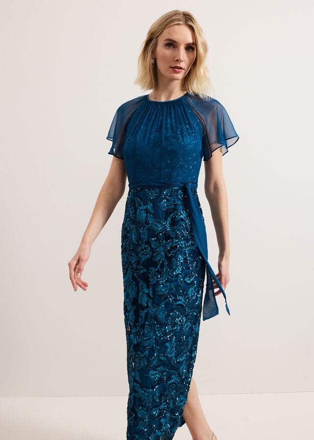 Turquoise Phase Eight Talia Sequin Dress | 9704EXNKA